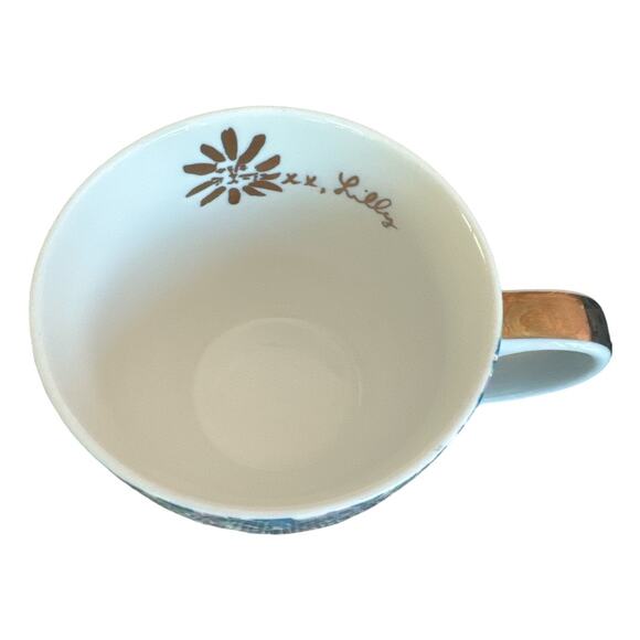 Lilly Pulitzer Lion Around Blue Print Gold Handle Mugs - Picture 3 of 9